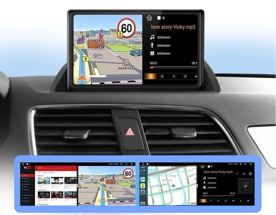 Audi Q3 2012–2018 – Radio Android 15 8” CarPlay Android Auto 4GB/64GB GPS Nawigacja Stacja Multimedialna WiFi Bluetooth DSP 4G LTE PL