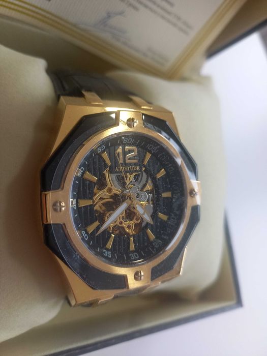 Чоловічий годинник Attitude Lanscotte позолота типSkeleton Cуперціна!!