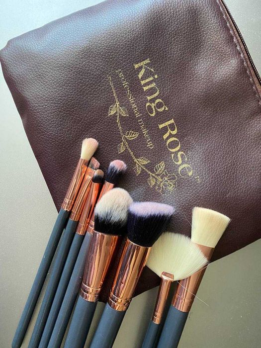 Набір професійних пензлів для макіяжу King Rose, 9 шт, Корея