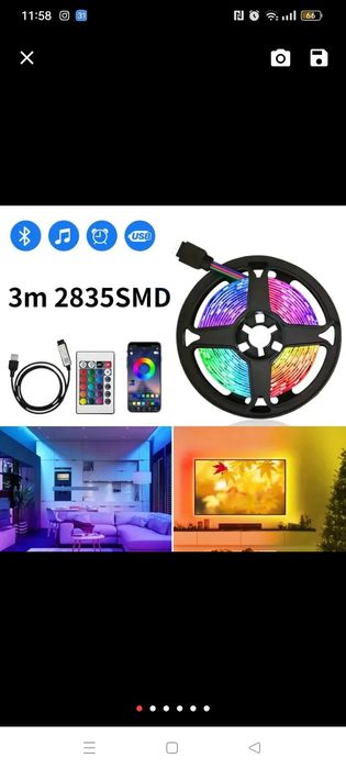 Fita led com 3mt com comando e bluetooth nova