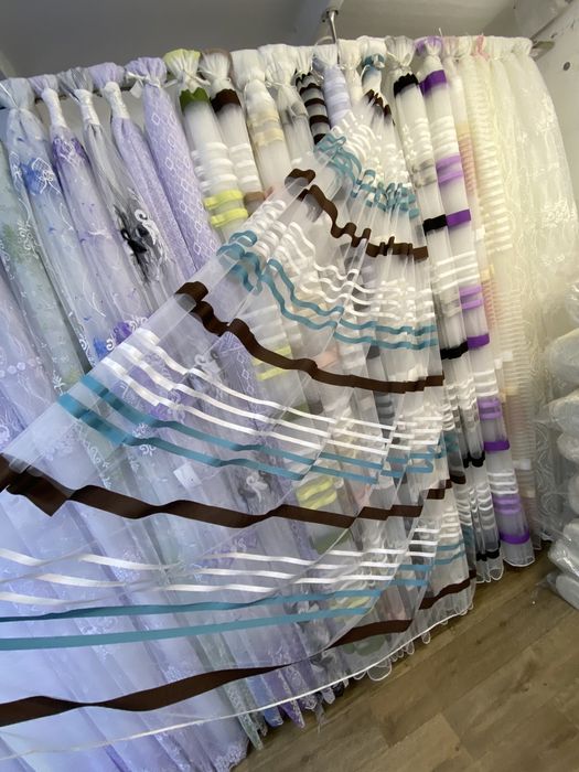 Тюль Фатін Полоска тюлі фатин льон,бамбук, в спальню, в дитячу, штори