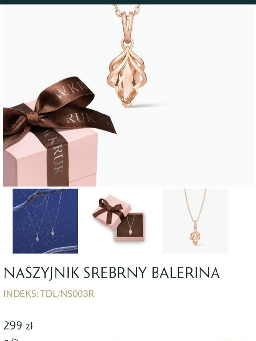 Naszyjnik W.Kruk Balerina różowe srebro 925