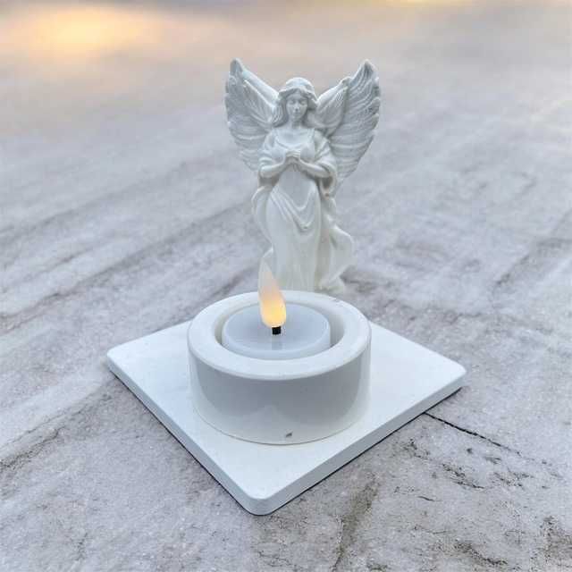znicz komozytowy led anioł II na sercu