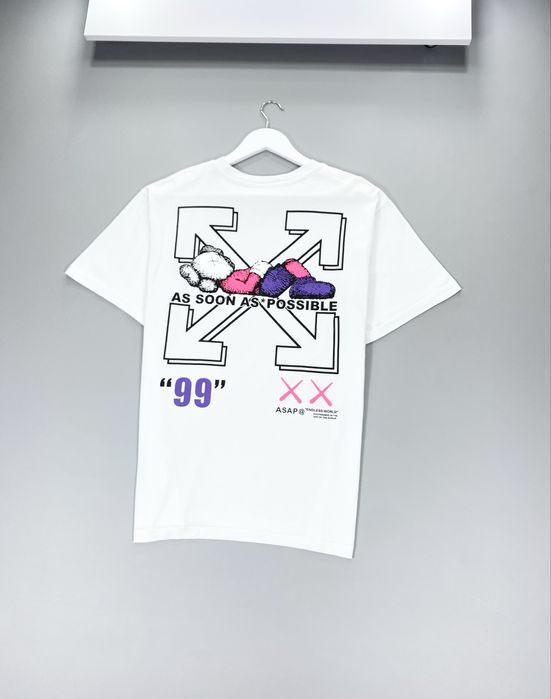 Мужская белоснежная футболка Off White big logo чоловіча білосніжна