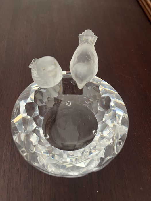 Banheira para pássaros vintage em cristal Swarovski com duas estatuetas de pássaros, edição limitada