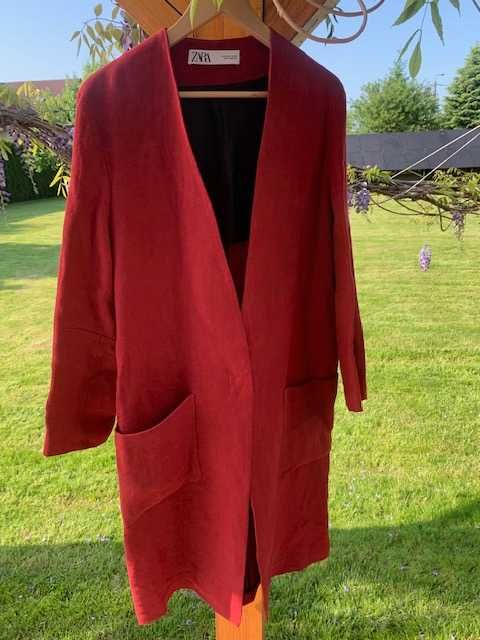 ZARA Płaszczyk wiosna-jesień piękny gruby splot bordo nowy M