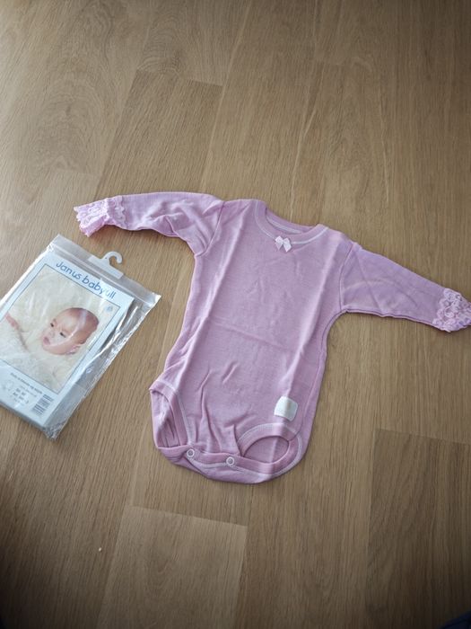 Body dziecięce Janus wełniane wełna 60 różowe body nowe