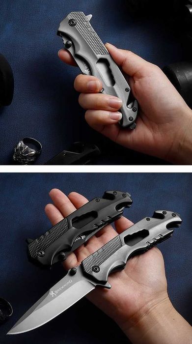Складной нож Browning ключ и стропорез цвет в наличии  серый