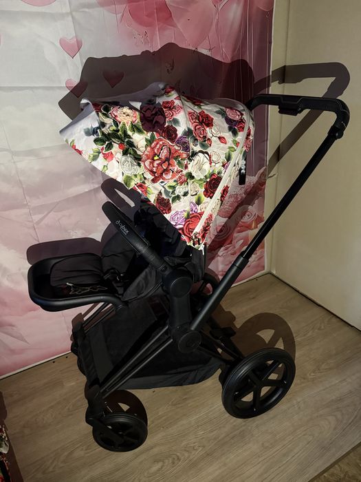 Outlet ! Wózek spacerowy cybex epriam e-priam spring blossom light 4.0 matt black