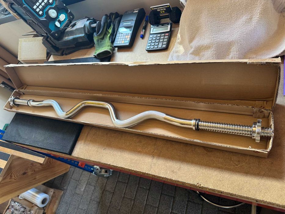 Gryf chromowany mocno łamany 120cm 28mm biceps triceps itd.