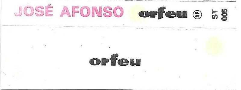 José Afonso	- - - - -		Traz Outro Amigo Também	- - - - -	K7