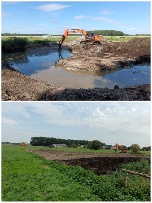 Kopanie i czyszczenie stawów, wyburzenia, korytowanie dróg