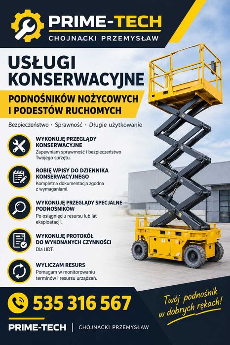 Usługi konserwacyjne podestów ruchomych