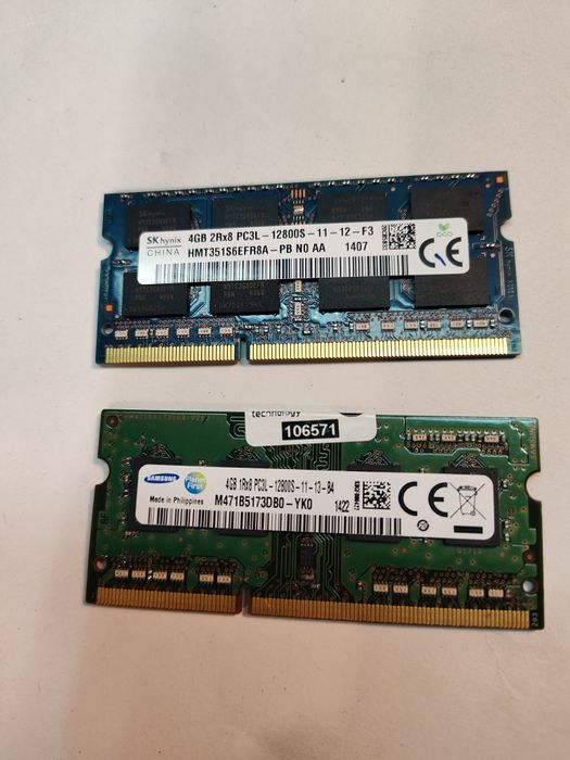 Dwie kości 4GB ram DDR3 PC3L 12800 laptop