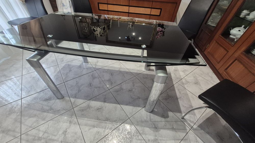 Mesa de jantar vidro temperado preto