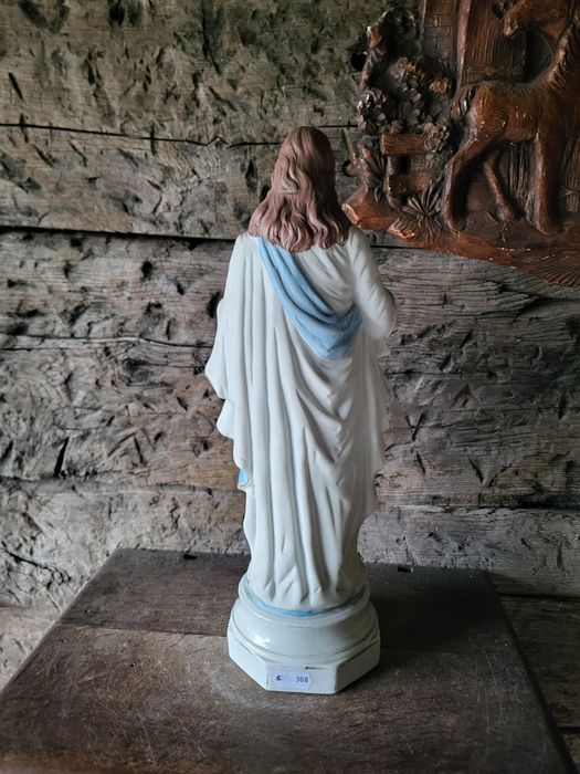 Piękna biskwitowa figurka Najświętsze Serce Pan Jezus