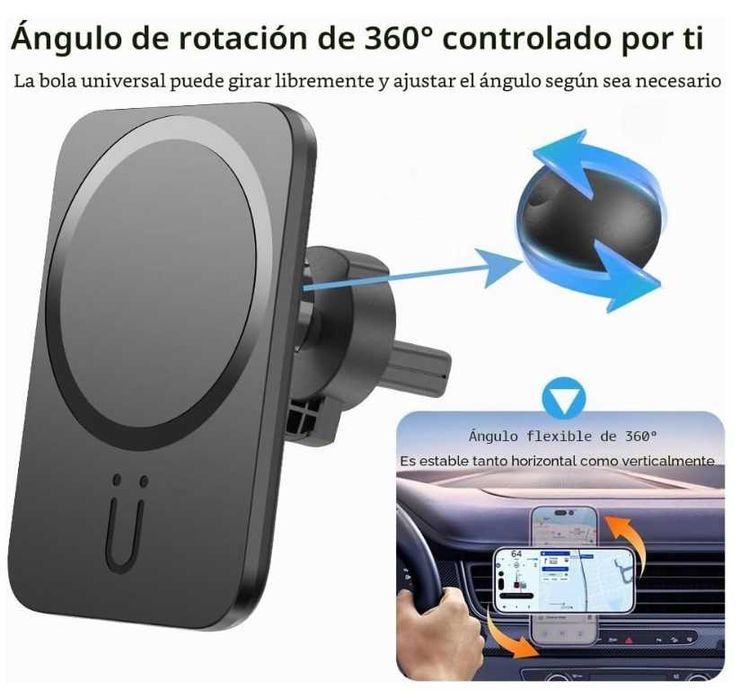 Suporte Magnético com Carregamento Wireless 15W para Carro – Modelo D24 - Novo - Envio Gratuito