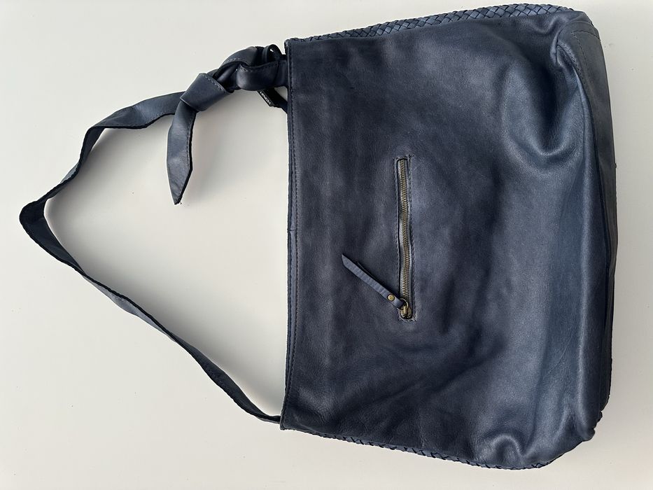 VENEZIA nowa torebka skóra naturalna pleciona niebieska Wrocław Toruń