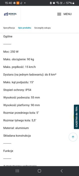 Hulajnoga elektryczna Fast Wheels
