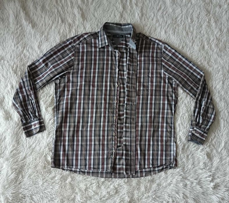 Koszula męska w kratę Casa Moda, XL, bawełna 100%, z kołnierzem, długi rękaw