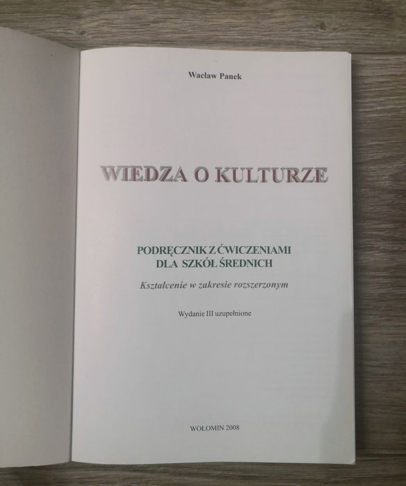 "Wiedza o kulturze" Wacław Panek - podręcznik z ćwiczeniami