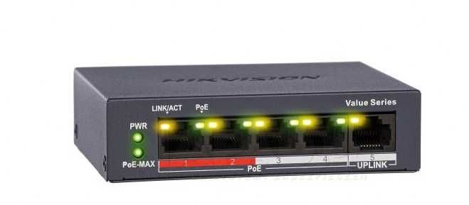 DS-3E0105P-E/M(B) - Switch PoE Hikvision Value Series monitoring IP