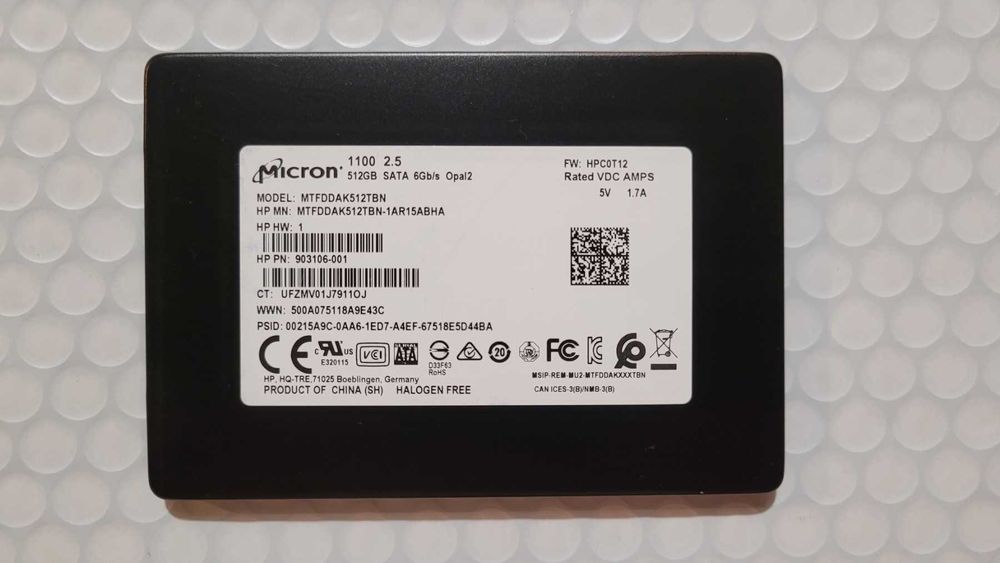 512gb Micron ssd sata 2,5" (97% здоров'я)