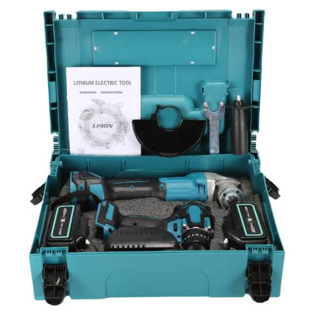 Набор электро инструментов 2в1 Шуруповёрт+Болгарка  + 2АКБ с чемоданом