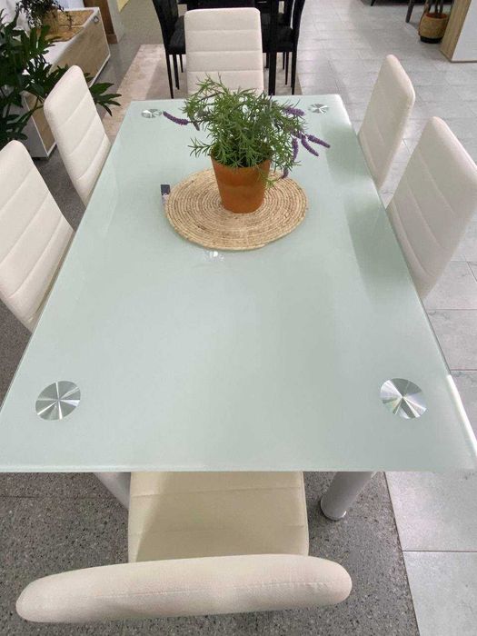 Mesa de jantar em vidro com 6 cadeiras - envió  gratis