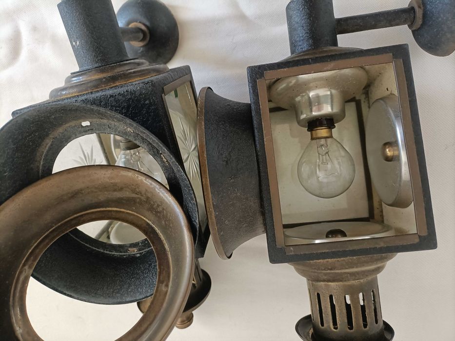 Vintage Par de Lanternas Parede Candeeiros Electrificadas