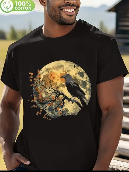 Nowa koszulka 100 % bawełna Emo Gothic Steampunk Crow Kruk XXL