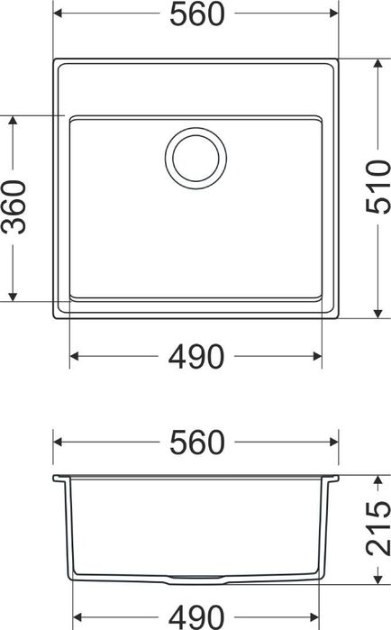 Zlew jednokomorowy granitowy 56x51 cm