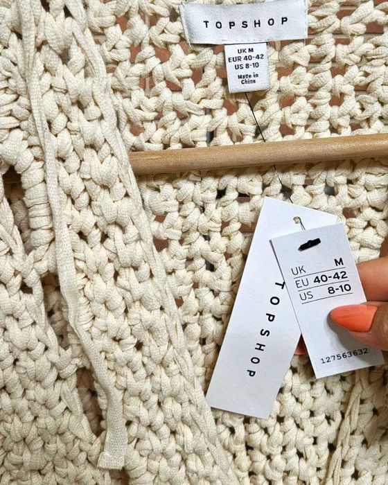 Вязаный жилет ручной работы TOPSHOP, стиль бохо, 100% хлопок, М/L