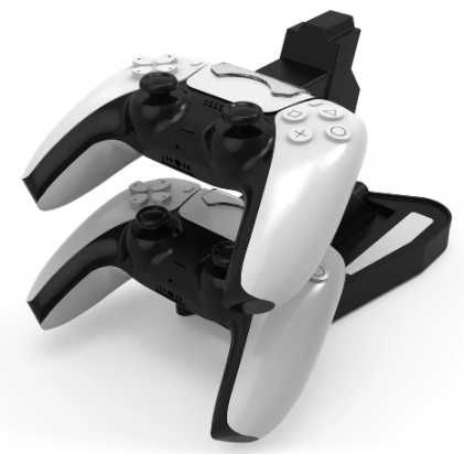 Carregador duplo base comandos Playstation 5 PS5 LED USB C NOVO
