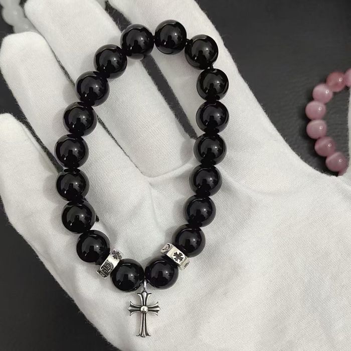 Браслет Chrome Hearts Хром Хартс ,камень обсидиан