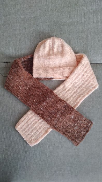 Теплый зимний комплект (шапка + шарф + моток шерсти)
