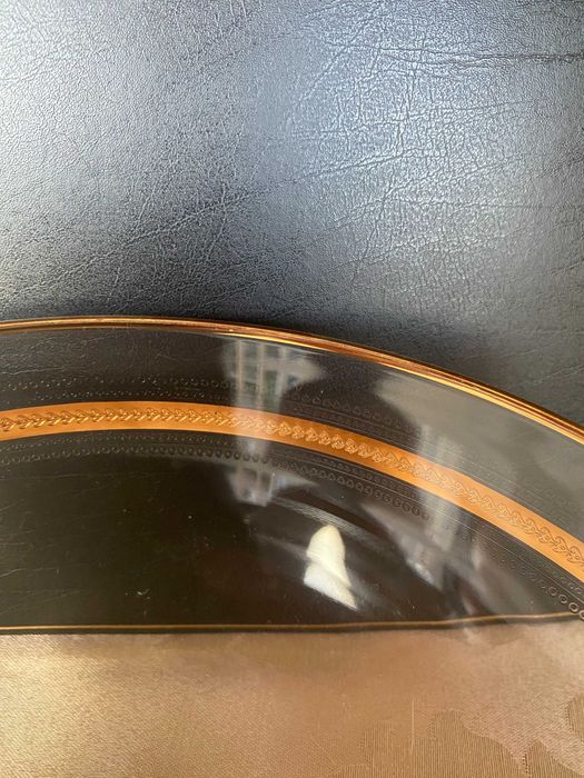 Saladeira J.G. Durand com duplo filete dourado de 24K