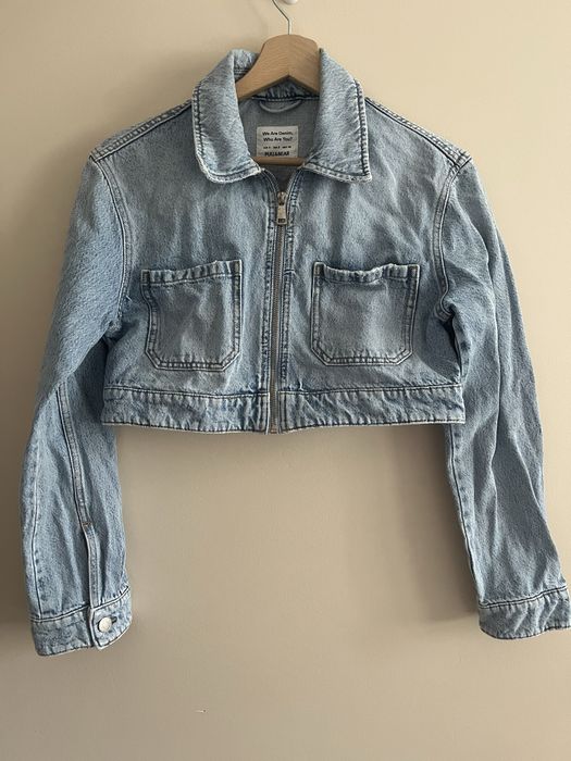 Pull&Bear kurtka damska krótka jeansowa na zamek S