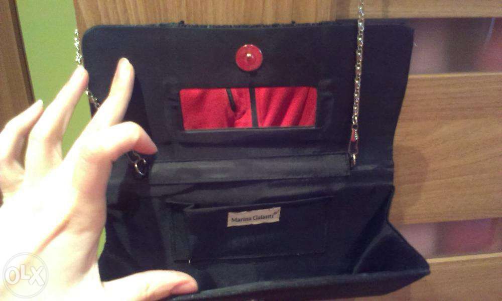 Torebka, kopertówka, czarna z cekinami