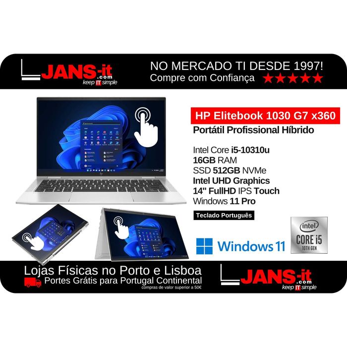 Híbrido HP 1030 G7 x360 i5-10310 | 16GB | SSD 512Gb | 13.3" FHD Touch64738820770307120
