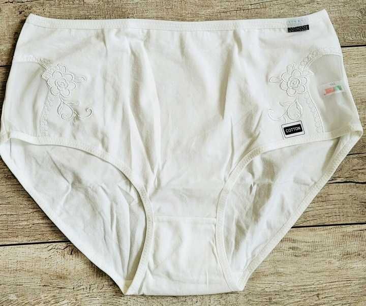FULESHUYA MAJTKI 3XL BIAŁE majtki w kwiaty wyższy stan bawełna nowe