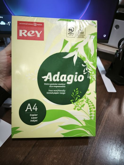 Папір кольоровий, A4, 500 аркушів, 80 гр/м, неон жовтий, REY Adagio