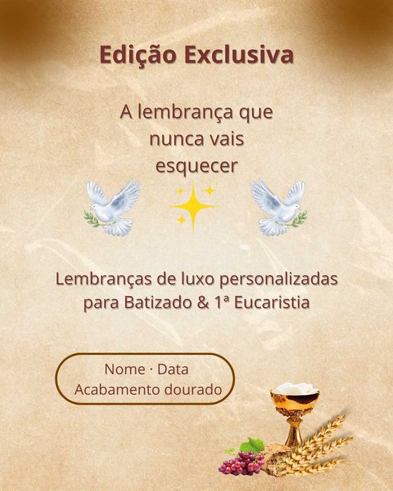 Lembrança de luxo - personalizada - Batismo e 1a Comunhão