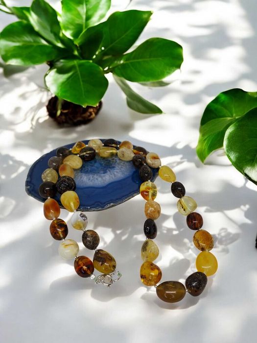 Korale z bursztynu, bursztyn bałtycki bryłki naturalne #293