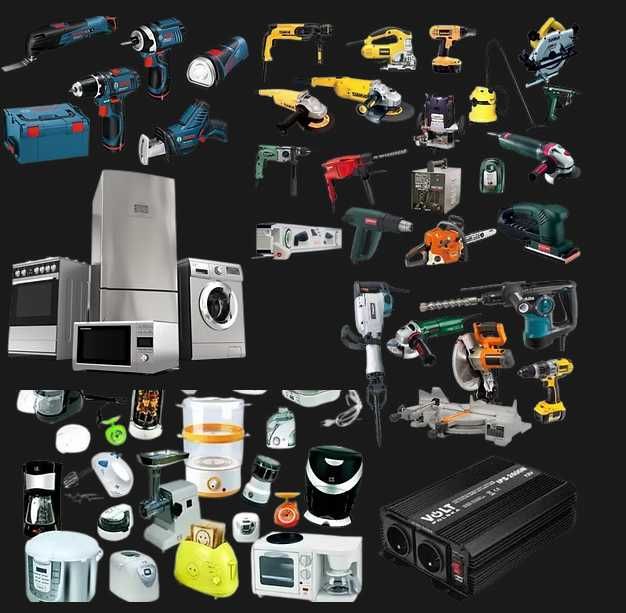 дрилі, шліфувальні машини, гайковерти, фени