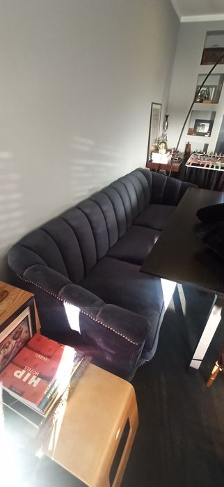 Sofá veludo azul petróleo