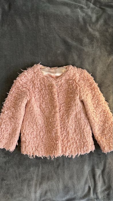 Жакет - напівшубка пальто на дівчинку рожеве Next на 5-6 років 116 р