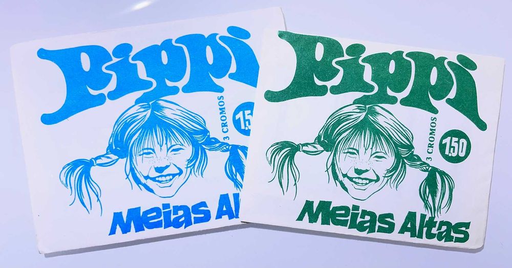 2 Antigas Carteirinhas fechadas ~ "PIPPI MEIAS ALTAS" ~ Coleção Cromos