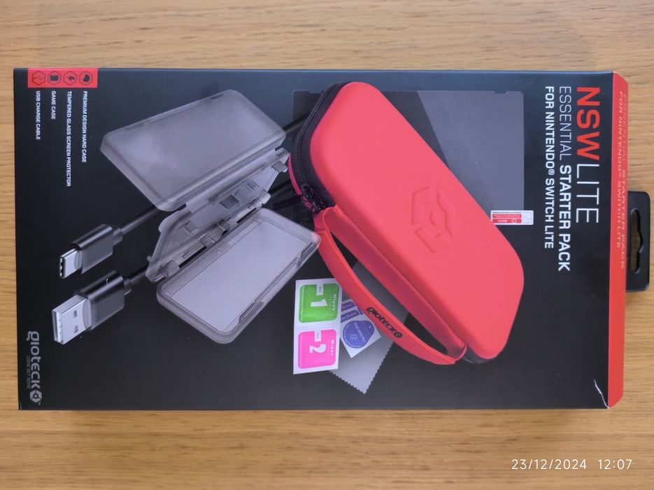 NOVO! Nintendo switch Lite Estojo vermelho c divisórias e acessórios