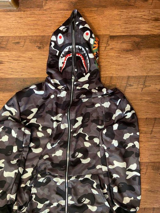 ‼️РОЗПРОДАЖ‼️ СІРА худі бейп, зіпка Bape Shark, бейп топ якість